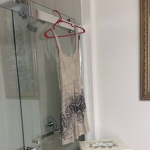 Free People Beige and Black Lace Mini Dress